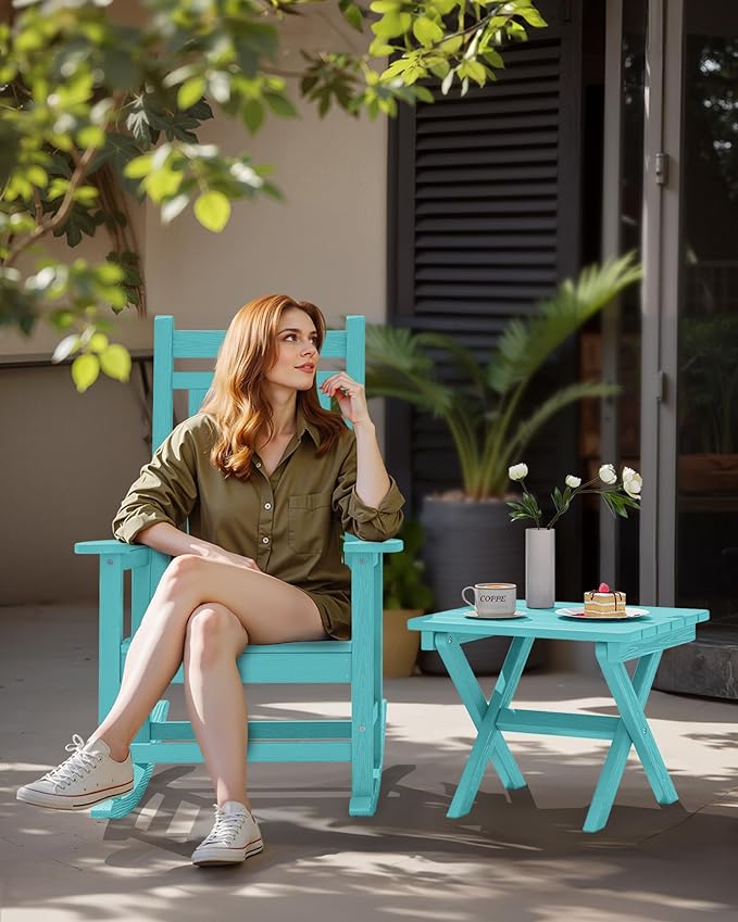 SERWALL Folding Outdoor Side Table Set of 6, Adirondack End Table, Aruba
