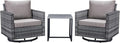 Belord Outdoor Bistro Set 3 Piece Wicker Swivel Rocker Patio Chairs, Oversize Outdoor Rattan Seating Set, Patio Swivel Glider Chairs Wicker Furniture with Metal Side Table for Outside Porch Backyard