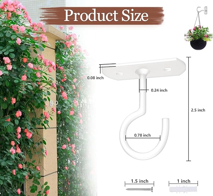 50Pack Ceiling Hooks Bulk for Hanging Plants,2.5 inches White