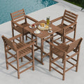 Patio Bar Table,Adirondack Chairs and Table 5 Pieces Set, Bar Height Chairs Set of 4 and Bar Table, Outdoor Bar Stools Set,Weather-Resistant Outdoor Furniture for Deck, Balcony, Poolside Easy Assembly