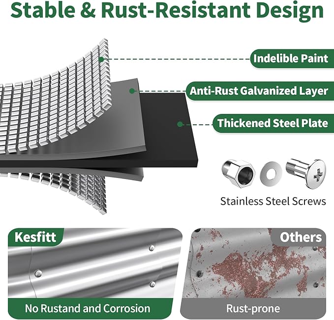 Kesfitt Raised Garden Bed, 5x2x1 FT Galvanized Steel Metal Raised Garden Bed, Oval Open-Bottom Design, 12-Inch Deep for Outdoor Vegetable & Herb Gardening, Silver