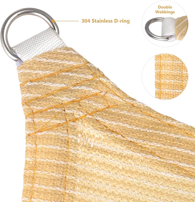 Eden's Decor Straight Flat-Edged Sun Shade Sail Rectangular 17' x 22' Beige UV-Blocking Outdoor Canopy Fabric Cloth Awning for Pergola Patio Garden Backyard Custom Size
