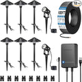 SUNVIE All-in-One LED Low Voltage Landscape Lighting Kit 6 Pathway Lights 2 Spotlights with 60W Photocell Transformer 100FT Wire for Path&Garden, Aluminum, ETL Listed, Dusk to Dawn, Waterproof, 3000K