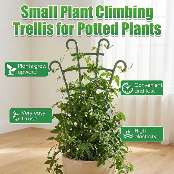 Plant Support Stakes,Stackable Plant Trellis for Indoor Climbing Plants,Small Plant Climbing Trellis for Potted Plants Plastic Climbing,Potted Plant Trellis for Houseplants (6PCS)