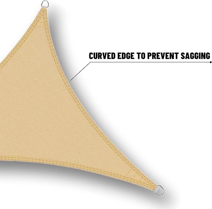 SUNNY GUARD Waterproof Sun Shade Sail 16' x 16' x 16' Sand Triangle UV Block Sunshade for Backyard Yard Deck Patio Garden Outdoor Activities and Facility(We Make Custom Size)
