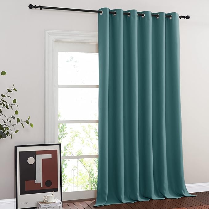 NICETOWN Blackout Room Darkening Window Curtain - Thermal Insulated Solid Grommet Blackout Curtain/Drape for Living Room/Villa (Sea Teal, Single Panel, 80 by 108-inch)