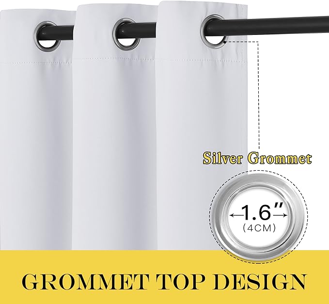 NICETOWN Room Darkening Curtain for Bedroom - (Greyish White/Silver Grey Color) Solid Thermal Insulated Blind Room Darkening Drape/Drapery for Windows,52x63 inches, 1 Pack