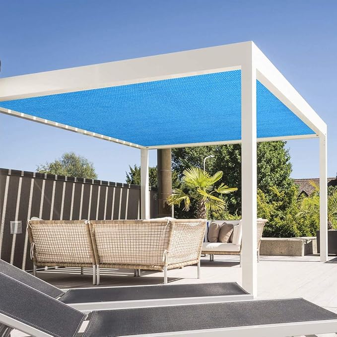 Eden's Decor Straight Flat-Edged Sun Shade Sail Rectangular 5' x 20' Blue UV-Blocking Outdoor Canopy Fabric Cloth Awning for Pergola Patio Garden Backyard Custom Size