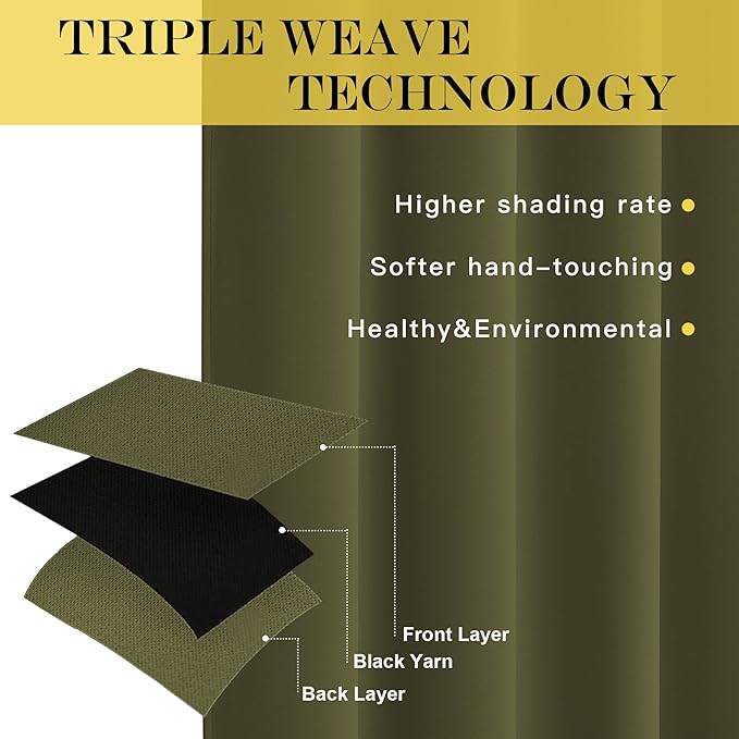 NICETOWN Blackout Room Divider Curtains for Sliding Glass Doors 102 Inches Long 1 Panel, Extra Wide Curtains for Doorway Patio Bedroom Living Room (Olive Green, 80Wx102L, 1 Panel)