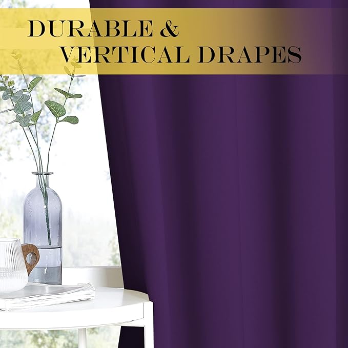 NICETOWN Blackout Curtains & Drapes - Privacy Thermal Efficiency Backdrop Curtains for Bedroom Room Divider Living Room Patio Sliding Glass Door, Wide 80 x Long 144 inch, Royal Purple, 1 Panel