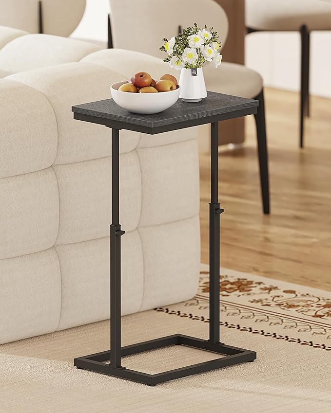 TUTOTAK End Table, Side Table, Tall Couch Table, Sofa Table, Living Room, Bedroom,Black TB01BK083P