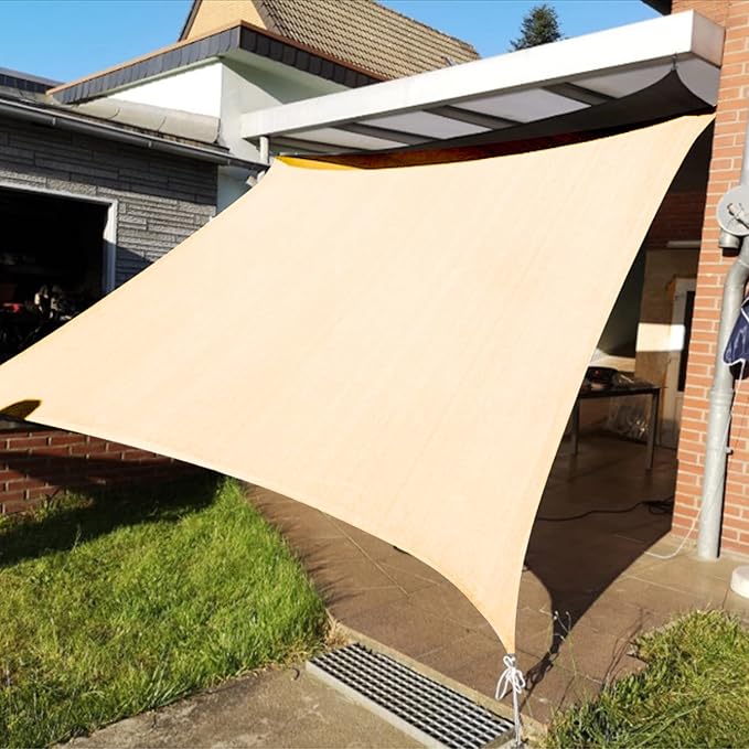 KANAGAWA 14'X15' Cream Custom Size Sun Shade Sail Rectangle UV Block Canopy Cover for Patio Backyard Lawn Garden Outdoor (Customized Available)