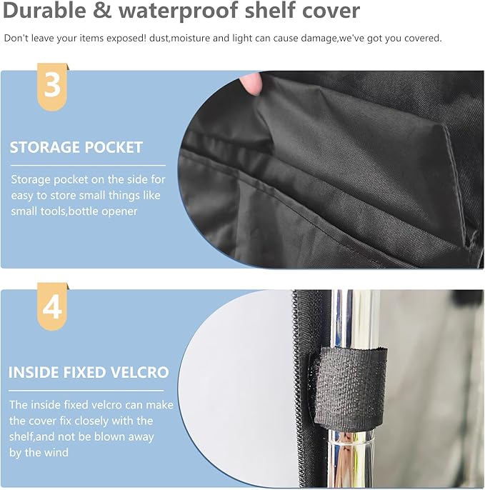 Waterproof Shelf Cover,Outdoor 600D Heavy Duty Dustproof Storage Shelves Cover,48''x20''x72'' Shelf Covers for Wire Shelving with Zippers,Storage Rack Covers with Clear Front