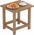 YEFU Outdoor Side Table for Patio: 16" HIPS Weather - Resistant Adirondack Tables - Waterproof Small Square End Tables for Backyard Pool Porch Balcony - Indoor Outdoor Durable Table Teak