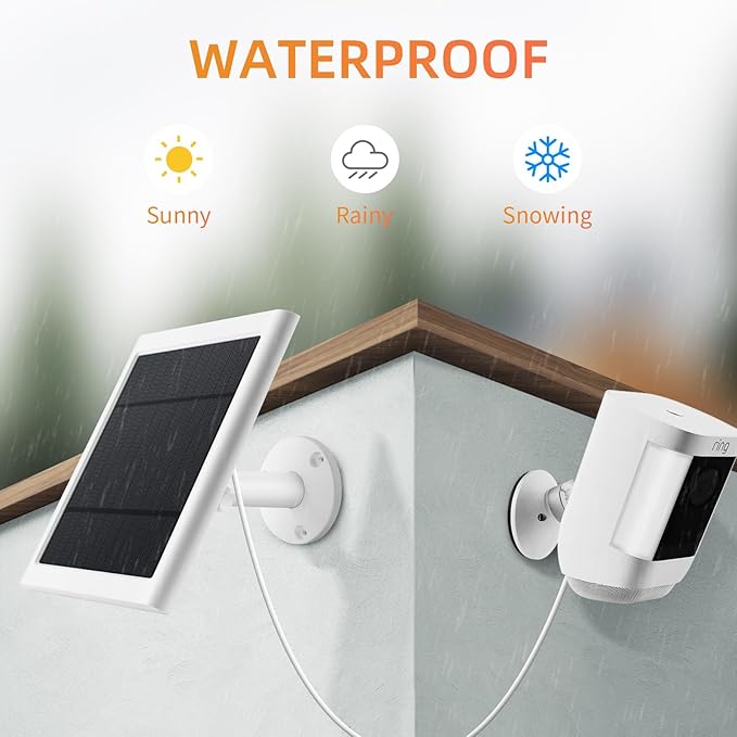 8 Pack IP65 Solar Panel for Rings Camera, 4W Solar Charger Compatible with Rings Spotlight &All-New Stick Up Outdoor Cam Battery, 10ft Long Cable with USB-C to Barrel Plug Adapter