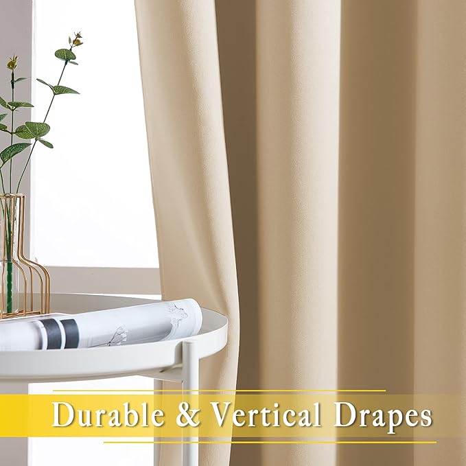NICETOWN Sliding Door Blinds Window Treatment, Blackout Patio Door Curtain Panels, Privacy Thermal Drapes for Department (Biscotti Beige, W80 x L84)