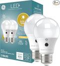 GE LED+ A19 Dusk to Dawn LED Light Bulbs, Automatic On/Off Outdoor Security Light, Soft White (2 Pack)