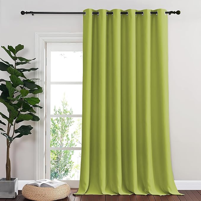 NICETOWN Blackout Curtains & Drapes - Privacy Thermal Efficiency Backdrop Curtains for Bedroom Room Divider Living Room Patio Sliding Glass Door, Wide 80 x Long 144 inch, Fresh Green, 1 Panel