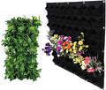 Hanging Planting Grow Bags, 64 Pockets Hanging Vertical Wall Planter Wall Mounted Grow Bag Outdoor Indoor Gardening Vertical Greening Flower Container, Planting Bags Storage Bags(1.0 m × 1.0 m, Black)