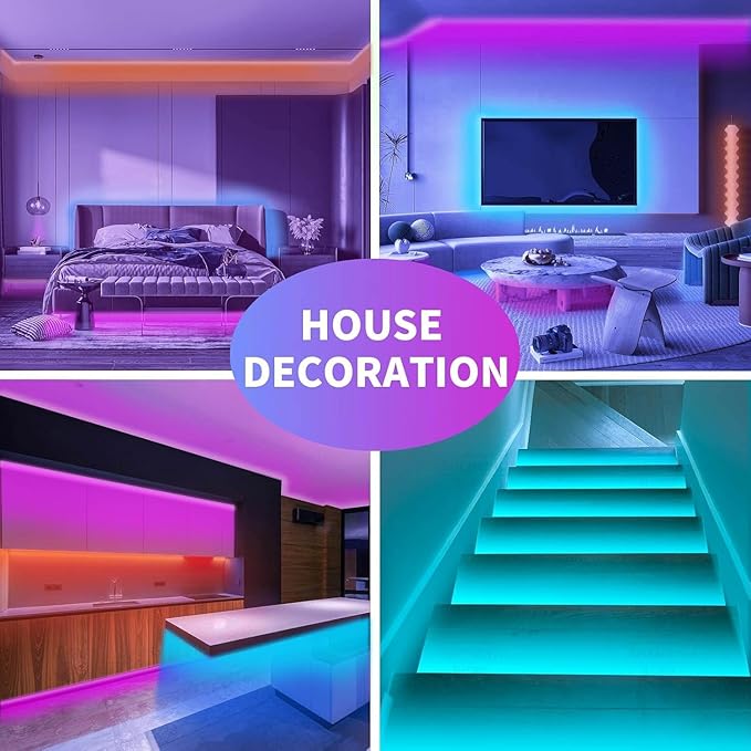 KSIPZE 98ft Led Strip Lights RGB Music Sync Color Changing Bluetooth Led Lights with Smart App Control Remote Led Lights for Bedroom Room Lighting