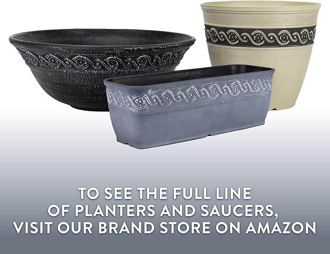 Classic Home and Garden Corinthian Round Planter, 8", Desert Tan (3 Pack)