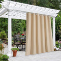 NICETOWN Outdoor Curtain for Patio Waterproof 108 inch Extra Long, Rustproof Grommet Room Darkening Thermal Insulated Privacy Outdoor Space Drape for Hall/Lounge, 84 inch Wide, Biscotti Beige, 1 PC