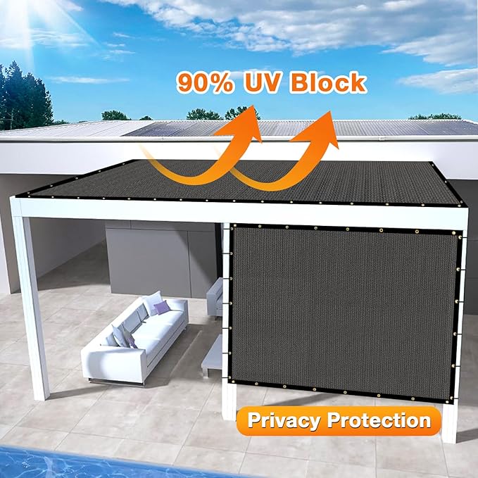 Artpuch Outdoor Pergola Shade Cover 17x22 FT Sun Shade Cloth with Grommets Dark Grey 90% UV Protection Canopy Patio Privacy Screen (Customized Available)