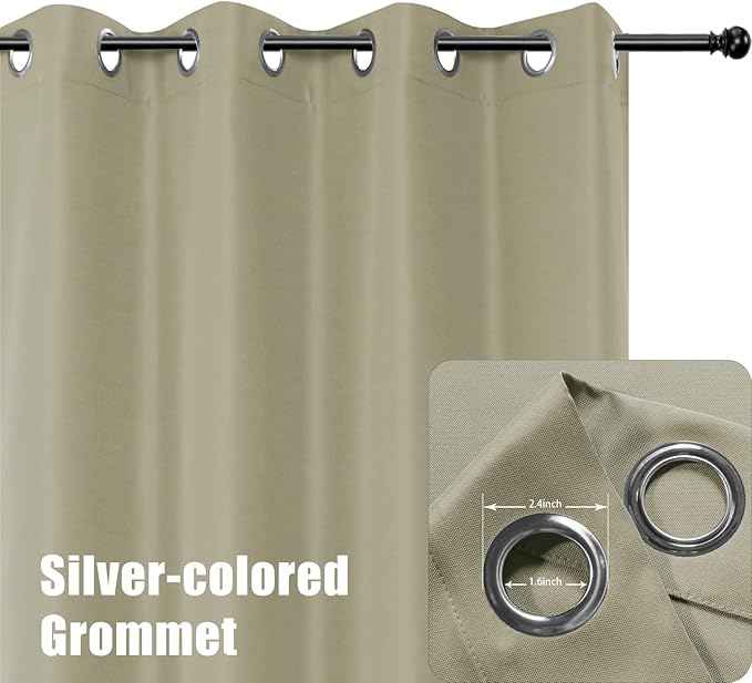BONZER Outdoor Curtains for Patio Waterproof Thick Privacy Wide Grommet Light Filtering Outside Curtains for Porch Pergola Gazebo Deck, 1 Panel, 110W x 84L inch, Taupe