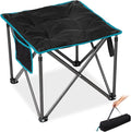FUNDANGO Oversized Camping Stool for Adults, Thick Padded 18.1 Inch Folding Ottoman Foot Rest, 440 Lbs Heavy Duty Outdoor Camp Chairs with Anti-Slip Foots & Carry Bag for Fishing Lawn Travel (Black)