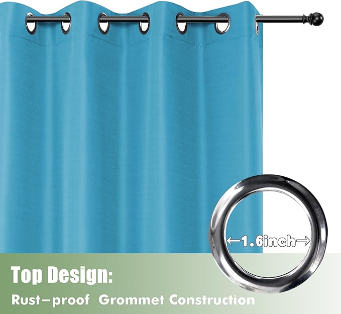 HolidayIdeas Outdoor Curtains for Patio Waterproof, 6 Panels - 54x84 Inches - Weatherproof Privacy Outsides Curtains for Cabana Porch Pergola, Sunlight & UV Blocking (Teal, Grommet Top)