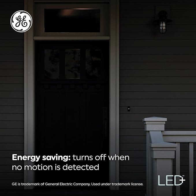 GE LED+ Motion Sensor LED Light Bulbs, 15W, PAR38 Outdoor Security Floodlight, Warm White (2 Pack)