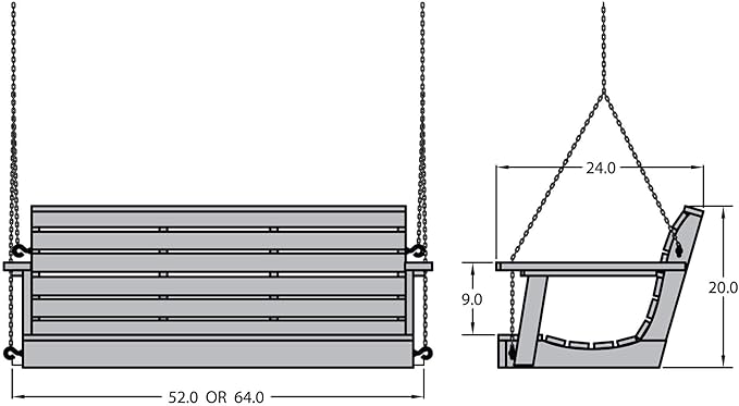 highwood Weatherly Porch Swing, 4 Feet, Whitewash