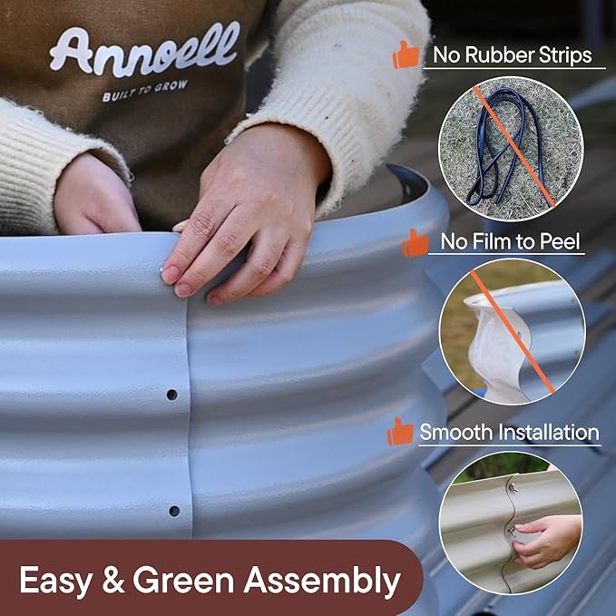 2-Pack Galvanized Raised Garden Bed 8x4x1.5 | 10x2x1.5 ft, 18" Tall Metal Planter Boxes Outdoor for Vegetable Herbs, Modular Raised Flower Bed for Gardening with Zn-Al-Mg Coated - Moss Green