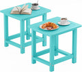 YEFU Outdoor Side Table for Patio: 16" HIPS Weather - Resistant Adirondack Tables Set of 2 - Small Square End Table for Backyard Living Room Bedroom - Indoor Outdoor Durable Table Aruba