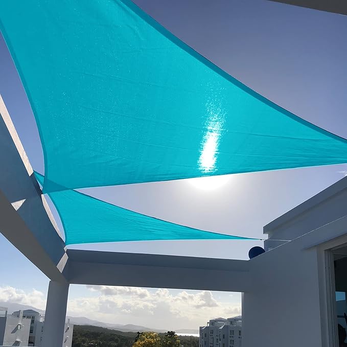 SUNNY GUARD Custom Size 7'x9'x11.4'Turquoise Blue Sun Shade Sail Right Triangle UV Block Shade for Backyard Yard Patio Deck Garden(Customized)