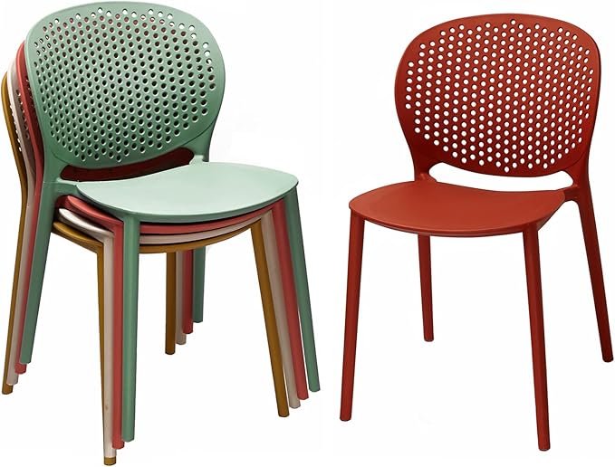 2xhome Set of 2 Patio Dining Chairs | Modern Stackable Outdoor Pool Side Chair | Weather Resistant Plastic for Yard, Porch, Balcony, Kitchen, Green
