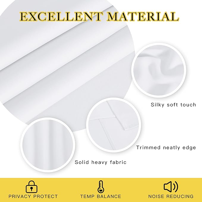 NICETOWN White Room Darkening Curtain 120 inches Long for Living Room - Grommet Solid Thermal Insulated Grommet Light Blocking Window Treatment for Bedroom (1 Panel, W52 x L120)