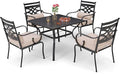 Sophia and William Outdoor Patio Dining Set for 4, Outdoor Table and Chairs, Removable Seat Cushions, Black 37" Patio Dining Table