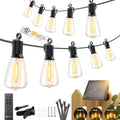 Brightown 37FT Solar String Lights Outdoor Waterproof, Patio Lights with Remote and 10+1 LED Shatterproof Bulbs, Dimmable & Timable, 3 Light Modes, Solar Lights Outdoor for Yard Camping Party Outside