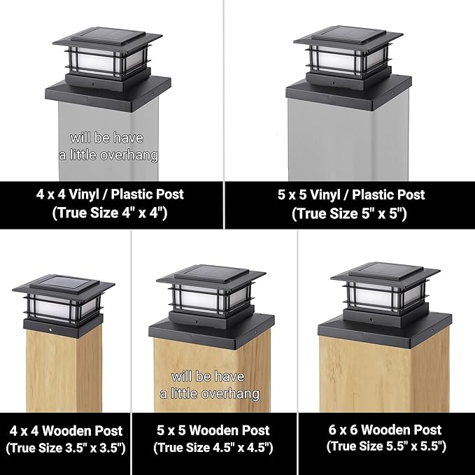 Dynaming 2 Pack Solar Post Cap Lights Outdoor with Flickering Flame Light, Fence Post Solar Lights Fit for 4x4 5x5 6x6 Vinyl/Wooden Posts, High Brightness SMD LED Lighting Decor for Garden Deck Patio