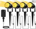 Low Voltage Landscape Lighting Kit: 4-IN-1 LED Low Voltage Landscape Lights with Plug-in Transformer | 6W 24V 2700K Warm White Outdoor Spot Lights, IP65 Waterproof Spotlight for Yard House Garden Tree