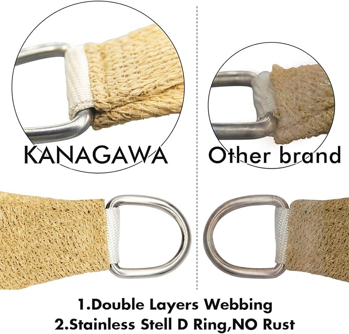 KANAGAWA 22'X22' Sand Custom Size Sun Shade Sail Square UV Block Canopy Cover for Patio Backyard Lawn Garden Outdoor (Customized Available)