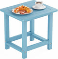 YEFU Outdoor Side Table for Patio: 16" HIPS Weather - Resistant Adirondack Tables - Waterproof Small Square End Tables for Backyard Pool Porch Balcony - Indoor Outdoor Durable Table Blue