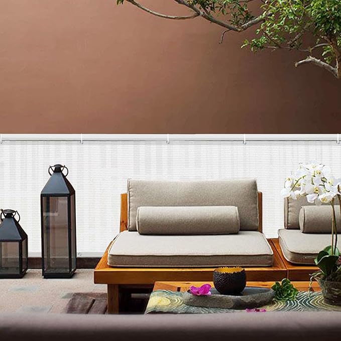 LOVE STORY Balcony Privacy Screen, 2.5'x5' Deck Shield Screen Fence Cover,UV Protection and Weather-Resistant,3 FT Height for Deck, Patio, Backyard, Outdoor Pool, Porch, Railing, White