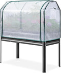 KING BIRD Large Raised Garden Bed with Cover Galvanized Elevated Planter Box with Legs 48×24×56 in for Backyard, Patio, Balcony, 400lb Capacity, Dark Grey