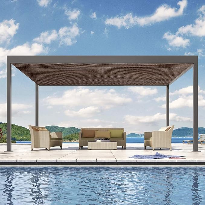 Eden's Decor Straight Flat-Edged Sun Shade Sail Rectangular 8' x 18' Brown UV-Blocking Outdoor Canopy Fabric Cloth Awning for Pergola Patio Garden Backyard Custom Size