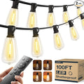 addlon 100FT LED Outdoor String Lights with Remote Waterproof Patio Lights with Shatterproof ST38 Replaceable Bulbs, Dimmable Outside Hanging Light Connectable for Porch, Backyard, 2200K
