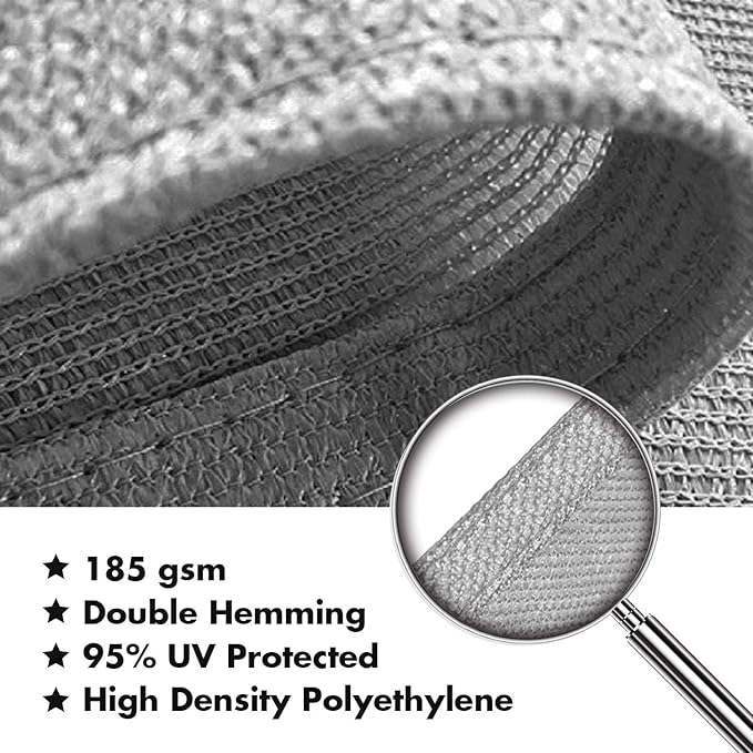 KANAGAWA Sun Shade Sail 16'x16' Gray Rectangle UV Block Canopy Cover for Patio Backyard Lawn Garden Outdoor Activities
