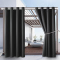 DIVA EN CAMINO DEC Outdoor Patio Curtain Waterproof Darkening Thermal Insulated Indoor Curtains for Bedroom, Porch, Living Room, Pergola, Cabana, W52 x L95, Dark Gray, Set of 2 Panels