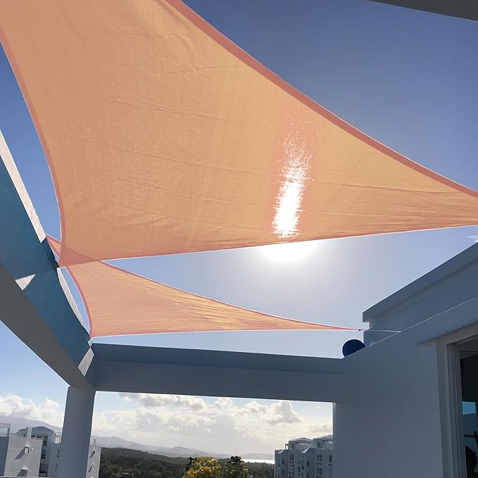 SUNNY GUARD Custom Size 6'x6'x8.5' Peach Fuzz Sun Shade Sail Right Triangle UV Block Shade for Backyard Yard Patio Deck Garden(Customized)